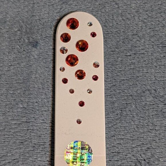 🆕 7.5" White Czech Crystal Nail File W/BEAUTIFUL PINK & ORANGE SWARO… - Picture 6 of 6